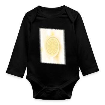Cercle Solaire Spiral Jaune - Body Bébé bio manches longues - noir - Devant