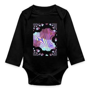 Psychedelic Neon Spiral - Organic Longsleeve Baby Bodysuit - black - Front