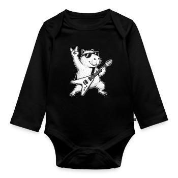 Capybara Rocker Wasserschwein Metaller lustig  - Baby Bio-Langarm-Body - Schwarz - Vorne