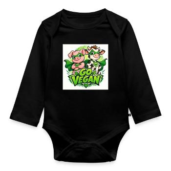 Adoptez les super-héros véganes - Body Bébé bio manches longues - noir - Devant
