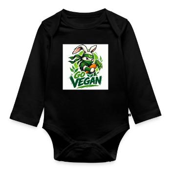 Devenez végétalien - Body Bébé bio manches longues - noir - Devant