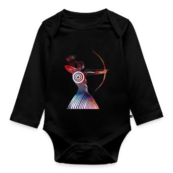 Archer bouclier coloré - Body Bébé bio manches longues - noir - Devant