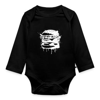 Burger Street Art Blanc - Body Bébé bio manches longues - noir - Devant