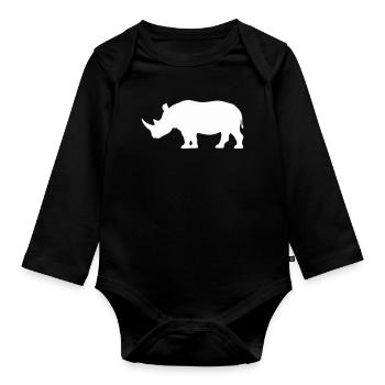 Rhino Silhouette Minimalist - Baby Bio-Langarm-Body - Schwarz - Vorne