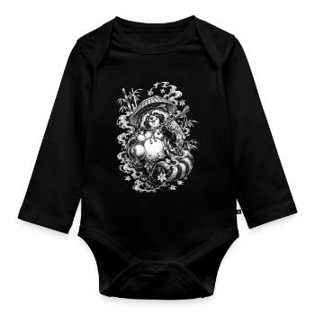 Tanuki japonais dans le style de tatouage Irezumi - Body Bébé bio manches longues - noir - Devant