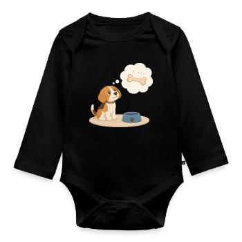 Le Beagle rêve d’un os - Body Bébé bio manches longues - noir - Devant