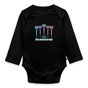 Rechenzentrum Cyber Neon - Baby Bio-Langarm-Body - Schwarz - Vorne