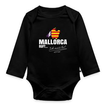 Mallorca Auswandern - Baby Bio-Langarm-Body - Schwarz - Vorne