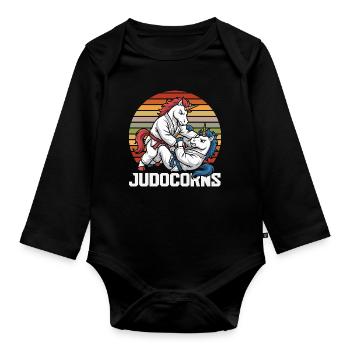 Judocorns Unicorns Judo Arts Martiaux Rétro - Body Bébé bio manches longues - noir - Devant