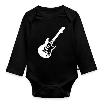 Gitarre Musik Geschenk Gitarrist - Baby Bio-Langarm-Body - Schwarz - Vorne