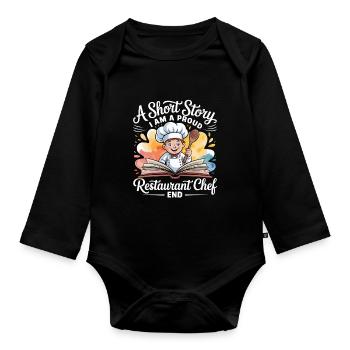 Chef de restaurant Une nouvelle Je suis un employé de cuisine - Body Bébé bio manches longues - noir - Devant