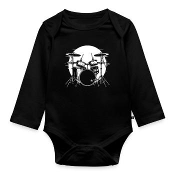 Drumkit Zeichnung - Baby Bio-Langarm-Body - Schwarz - Vorne