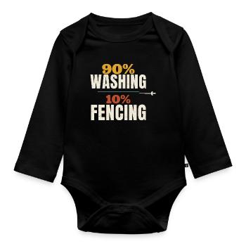Escrime 90 % Lavage 10 % Escrime Épée drôle Escrimeur - Body Bébé bio manches longues - noir - Devant