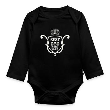 Emblème du meilleur papa au monde - Body Bébé bio manches longues - noir - Devant
