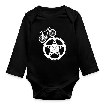 Gear and Bicycle Art - Organic Longsleeve Baby Bodysuit - black - Front