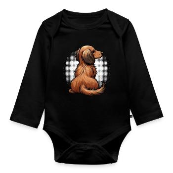 Teckel à poil long Teckel Teckel Teckel - Body Bébé bio manches longues - noir - Devant