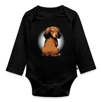 Teckel à poil long Teckel Teckel Teckel - Body Bébé bio manches longues - noir - Devant