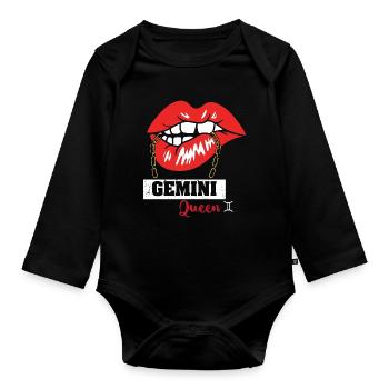 Signe du zodiaque Gémeaux - Body Bébé bio manches longues - noir - Devant
