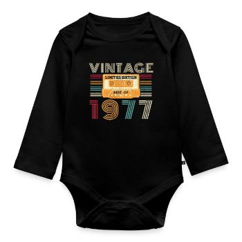 1977 Vintage Rétro Cadeau D’anniversaire - Body Bébé bio manches longues - noir - Devant