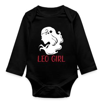 Signe du zodiaque Lion - Body Bébé bio manches longues - noir - Devant