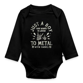 Metal Baby Boy avec la famille Daddy Rock - Body Bébé bio manches longues - noir - Devant