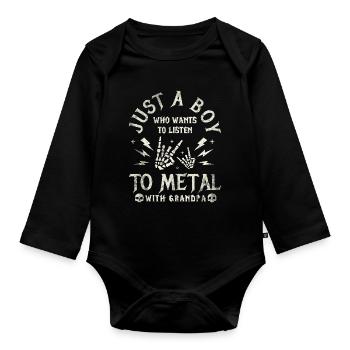 Metal Baby Boy With Grandpa Rock Baby - Body Bébé bio manches longues - noir - Devant