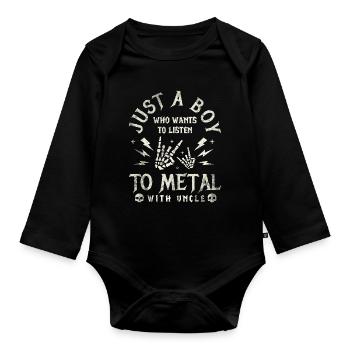 Metal Baby Boy avec Oncle Rock Baby - Body Bébé bio manches longues - noir - Devant