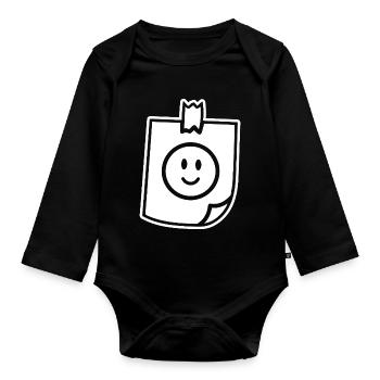 Ruban de notes joyeuses, bonne humeur. - Body Bébé bio manches longues - noir - Devant