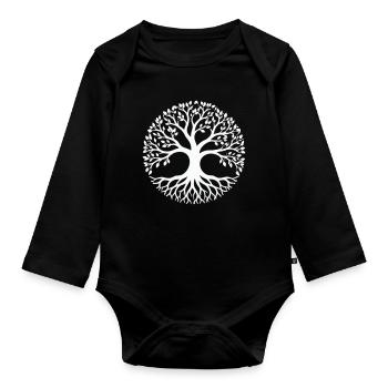Cercle de la Silhouette de l’Arbre de Vie - Body Bébé bio manches longues - noir - Devant