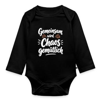 Gemeinsam wird Chaos gemütlich – Zusammenhalt - Baby Bio-Langarm-Body - Schwarz - Vorne
