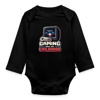 Gaming war meine Kindheit - Baby Bio-Langarm-Body - Schwarz - Vorne