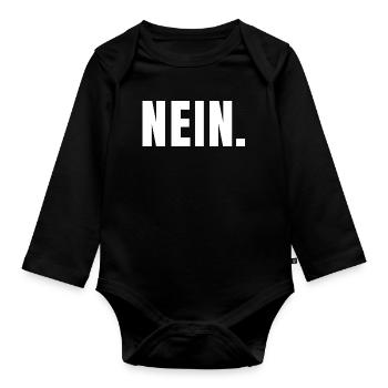NEIN. | Klares Statement in Typografie - Baby Bio-Langarm-Body - Schwarz - Vorne