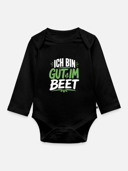 Ich bin gut im Beet Gärtner - Baby Bio-Langarm-Body - Schwarz