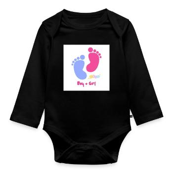 Fußabdruck Duo Baby Boy Girl - Baby Bio-Langarm-Body - Schwarz - Vorne