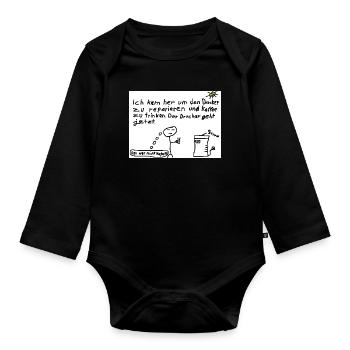 Druckerreparatur mit Kaffeewitz - Baby Bio-Langarm-Body - Schwarz - Vorne