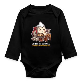 Gipfel im Schnee Kaiserschmarrn - Baby Bio-Langarm-Body - Schwarz - Vorne