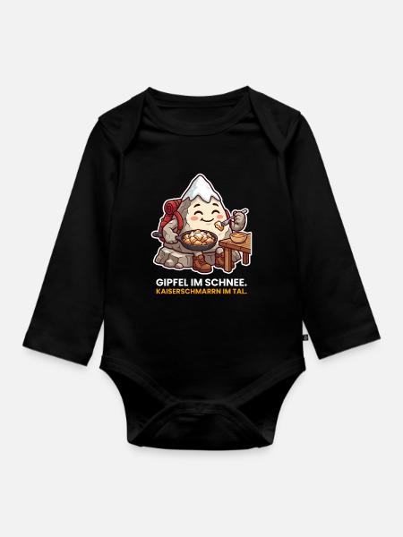 Gipfel im Schnee Kaiserschmarrn - Baby Bio-Langarm-Body - Schwarz