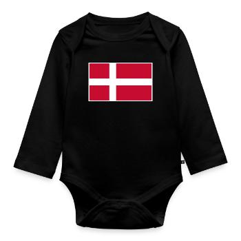 Denmark Flag Classic Frame - Baby Bio-Langarm-Body - Schwarz - Vorne