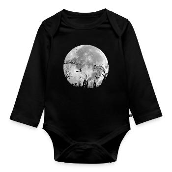 Ganze Nacht: Unheimlicher Wald - Baby Bio-Langarm-Body - Schwarz - Vorne