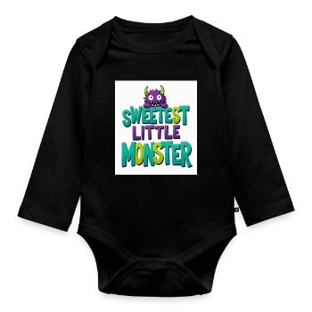 Das süßeste kleine Monster - Baby Bio-Langarm-Body - Schwarz - Vorne