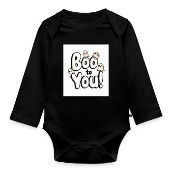 Buh auf dich! Süße Geister Halloween - Baby Bio-Langarm-Body - Schwarz - Vorne