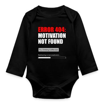 404 Motivation nicht gefunden - Baby Bio-Langarm-Body - Schwarz - Vorne