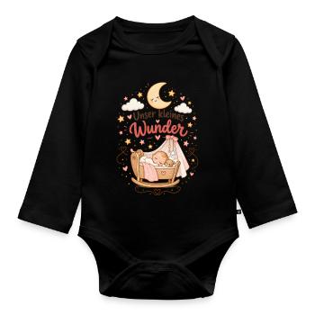 Unser Kleines Wunder – Kuschelmond Traumzeit - Baby Bio-Langarm-Body - Schwarz - Vorne