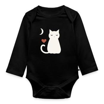 Halloween Katze Damen - Baby Bio-Langarm-Body - Schwarz - Vorne