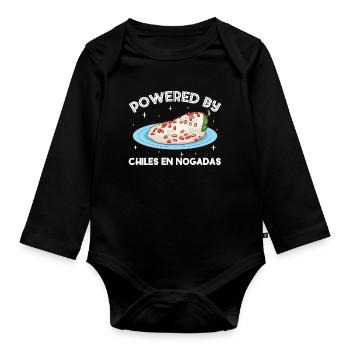 Powered by Chiles en Nogadas - Baby Bio-Langarm-Body - Schwarz - Vorne