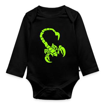 skorpion_01_3d - Organic Longsleeve Baby Bodysuit - black - Front