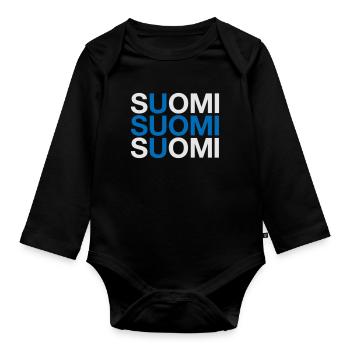 FINLAND Finland Suomi Finnish flag - Organic Longsleeve Baby Bodysuit - black - Front