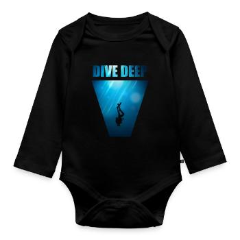 Dive Deep Diving T-Shirt & Gift - Organic Longsleeve Baby Bodysuit - black - Front
