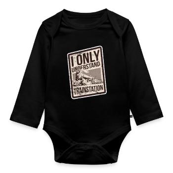 Lustiger Denglisch Spruch Denglisch Sprüche - Baby Bio-Langarm-Body - Schwarz - Vorne