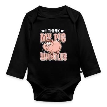 Lustiger Denglisch Spruch Denglisch Sprüche - Baby Bio-Langarm-Body - Schwarz - Vorne